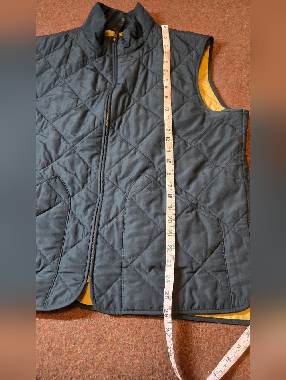 J.Crew Mercantile Men's Walker Quilted Vest Navy Size Large Has Fading In Pits - Picture 4 of 9